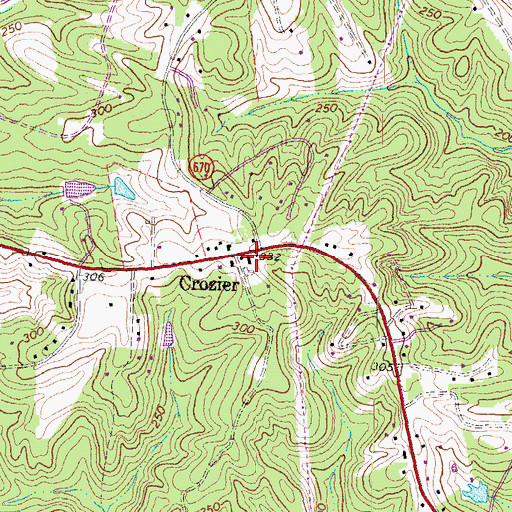 Topographic Map of Crozier, VA