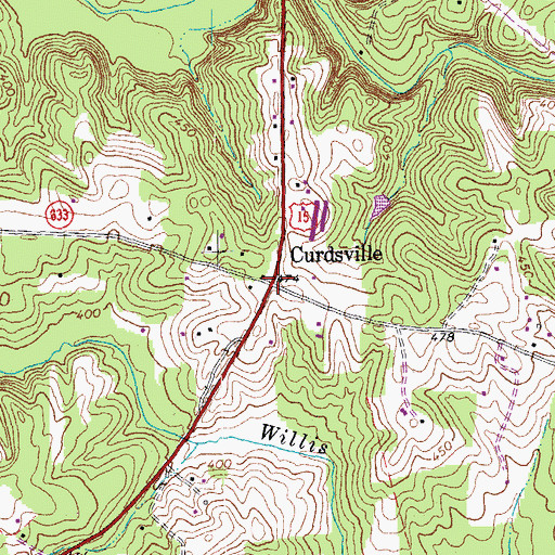 Topographic Map of Curdsville, VA