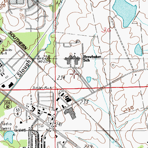 Topographic Map of Brewbaker Junior High School, AL
