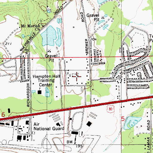 Topographic Map of Brewer Estates, AL