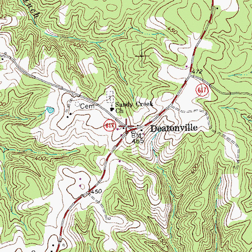 Topographic Map of Deatonville, VA