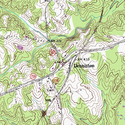 Topographic Map of Denniston, VA