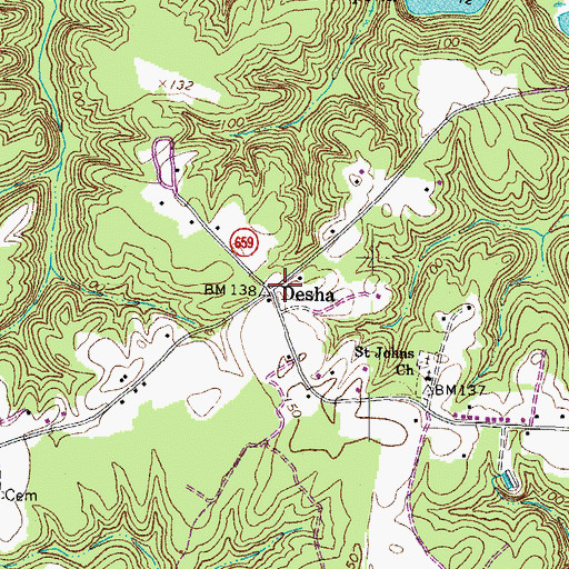 Topographic Map of Desha, VA