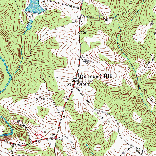 Topographic Map of Diamond Hill, VA