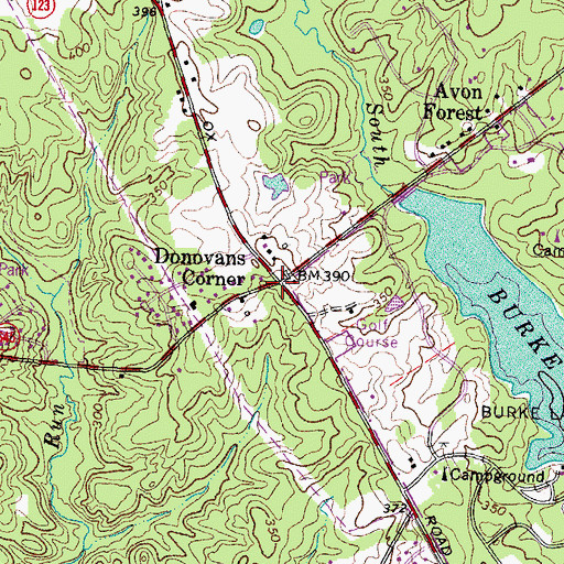 Topographic Map of Donovans Corner, VA