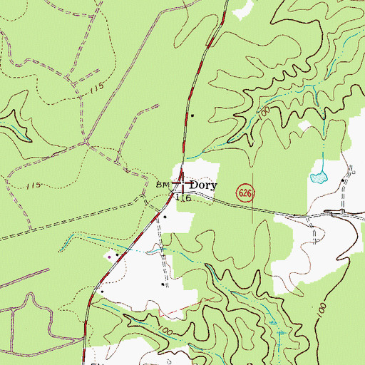 Topographic Map of Dory, VA