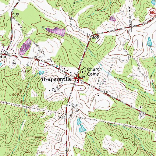 Topographic Map of Drapersville, VA