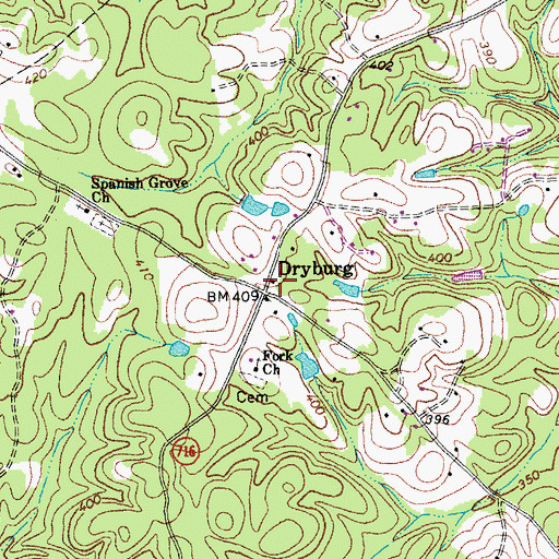 Topographic Map of Dryburg, VA