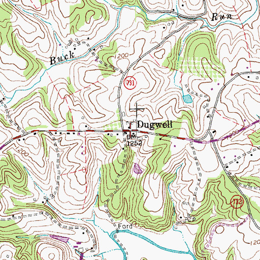 Topographic Map of Dugwell, VA