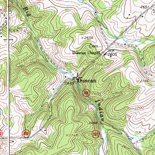 Topographic Map of Duncan, VA