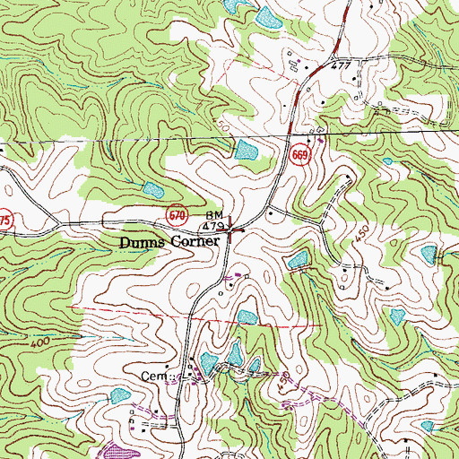 Topographic Map of Dunns Corner, VA