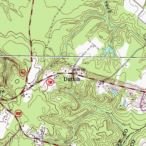 Topographic Map of Dutton, VA