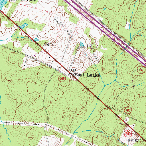 Topographic Map of East Leake, VA