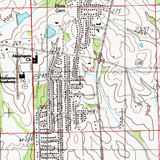 Topographic Map of Brighton Estates, AL
