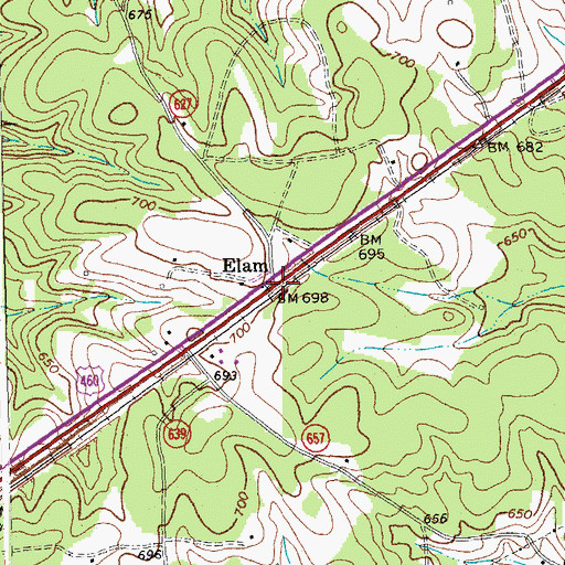 Topographic Map of Elam, VA