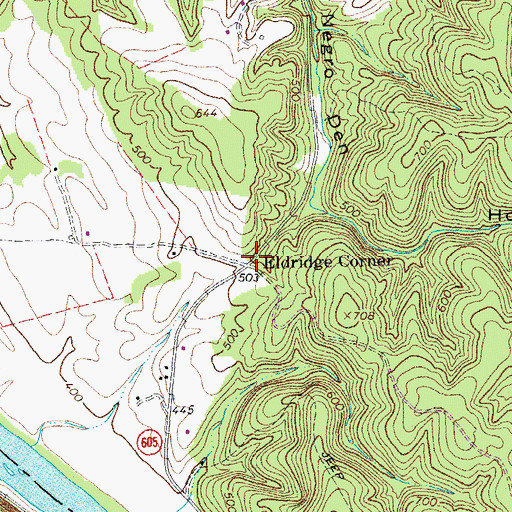 Topographic Map of Eldridge Corner, VA