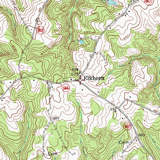 Topographic Map of Elkhorn, VA