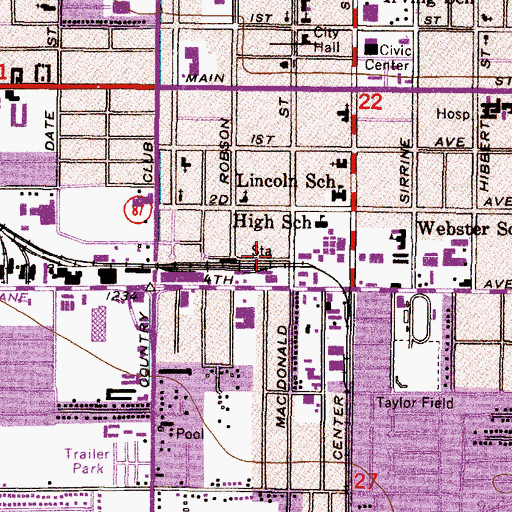 Topographic Map of Mesa Railroad Station, AZ