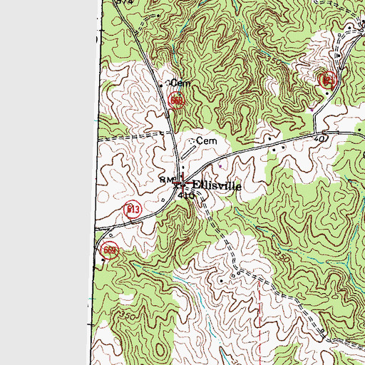 Topographic Map of Ellisville, VA