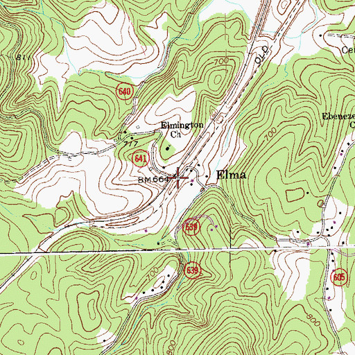 Topographic Map of Elma, VA