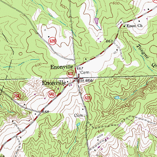Topographic Map of Enonville, VA