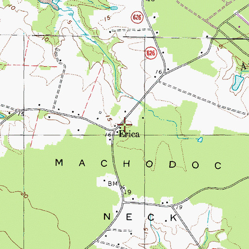 Topographic Map of Erica, VA