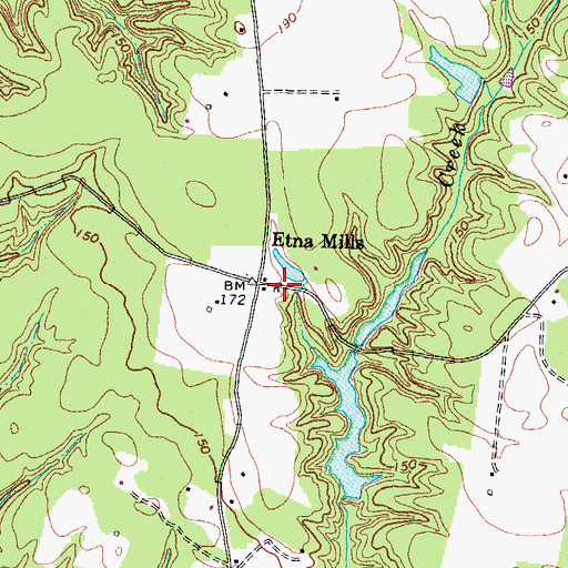 Topographic Map of Etna Mills, VA
