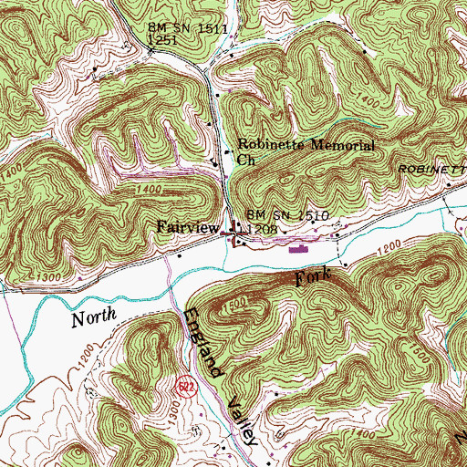 Topographic Map of Fairview, VA