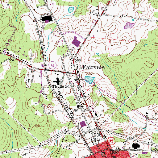 Topographic Map of Fairview, VA