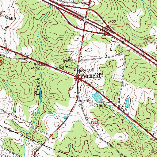 Topographic Map of Ferncliff, VA