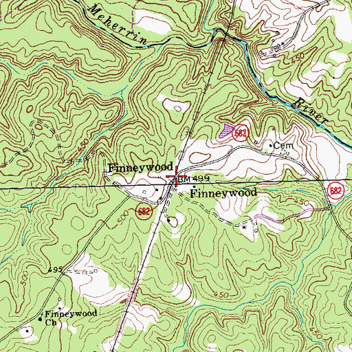 Topographic Map of Finneywood, VA