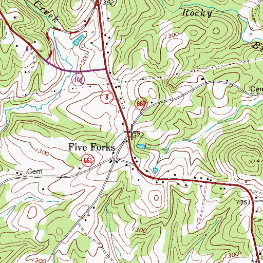 Topographic Map of Five Forks, VA