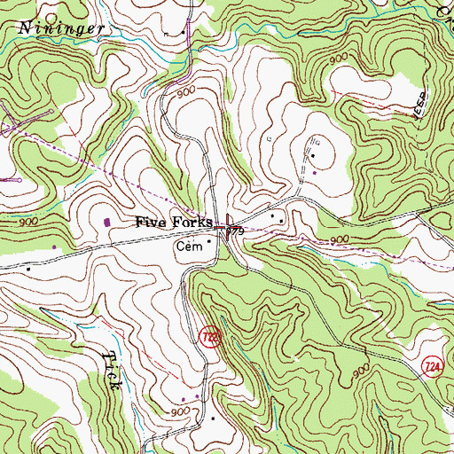 Topographic Map of Five Forks, VA