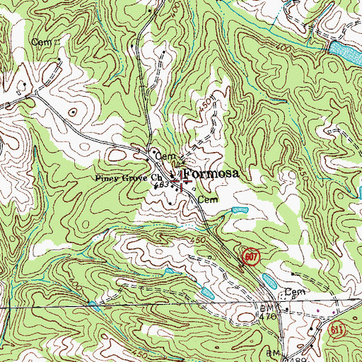 Topographic Map of Formosa, VA