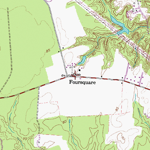 Topographic Map of Foursquare, VA