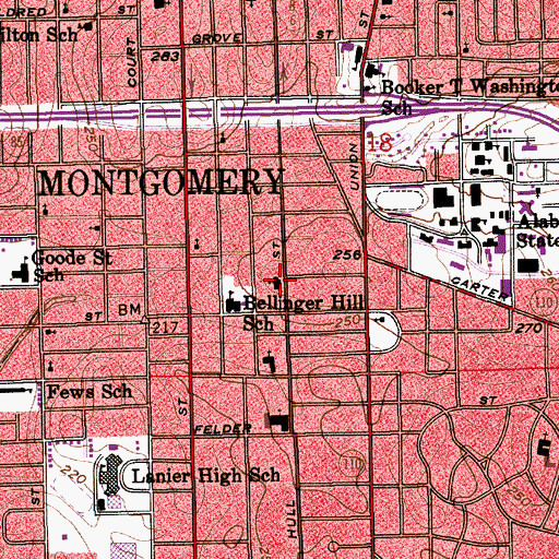 Topographic Map of Calvary Baptist Church, AL