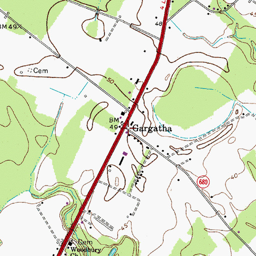 Topographic Map of Gargatha, VA