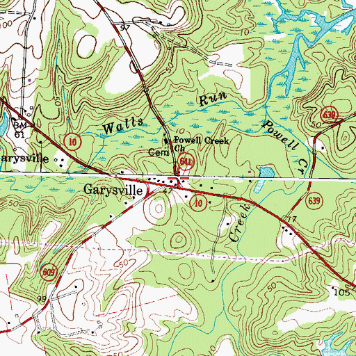 Topographic Map of Garysville, VA