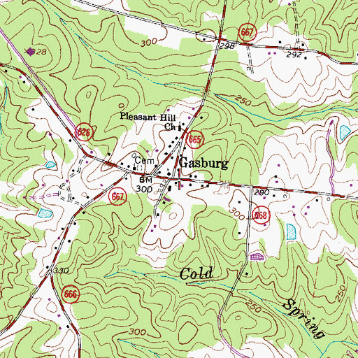 Topographic Map of Gasburg, VA