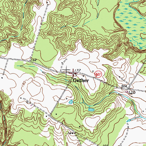 Topographic Map of Gether, VA