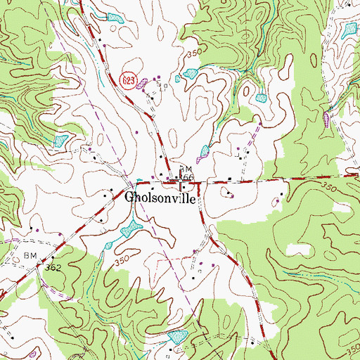 Topographic Map of Gholsonville, VA