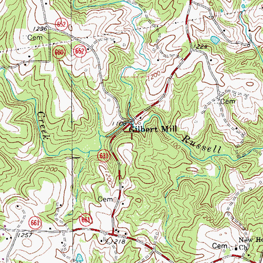 Topographic Map of Gilbert Mill, VA