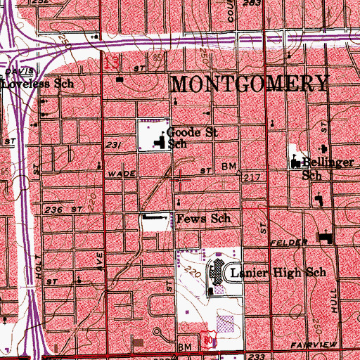 Topographic Map of Calvary Presbyterian Church, AL