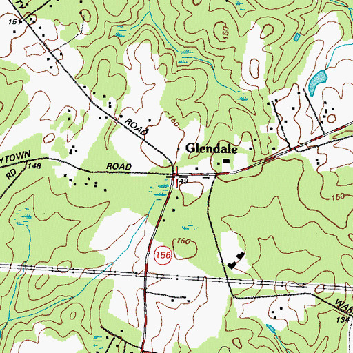 Topographic Map of Glendale, VA