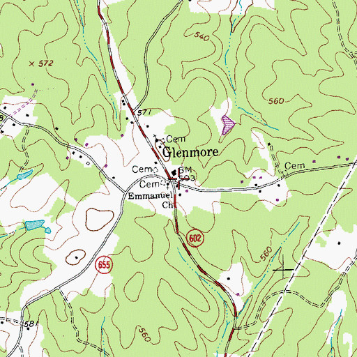 Topographic Map of Glenmore, VA