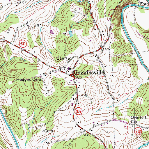 Topographic Map of Gogginsville, VA
