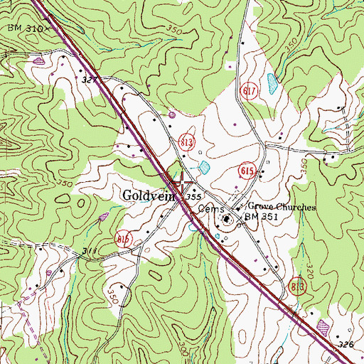 Topographic Map of Goldvein, VA