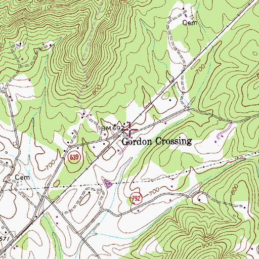 Topographic Map of Gordon Crossing, VA