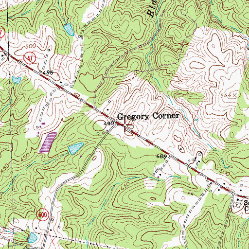 Topographic Map of Gregory Corner, VA