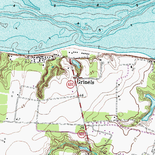 Topographic Map of Grinels, VA